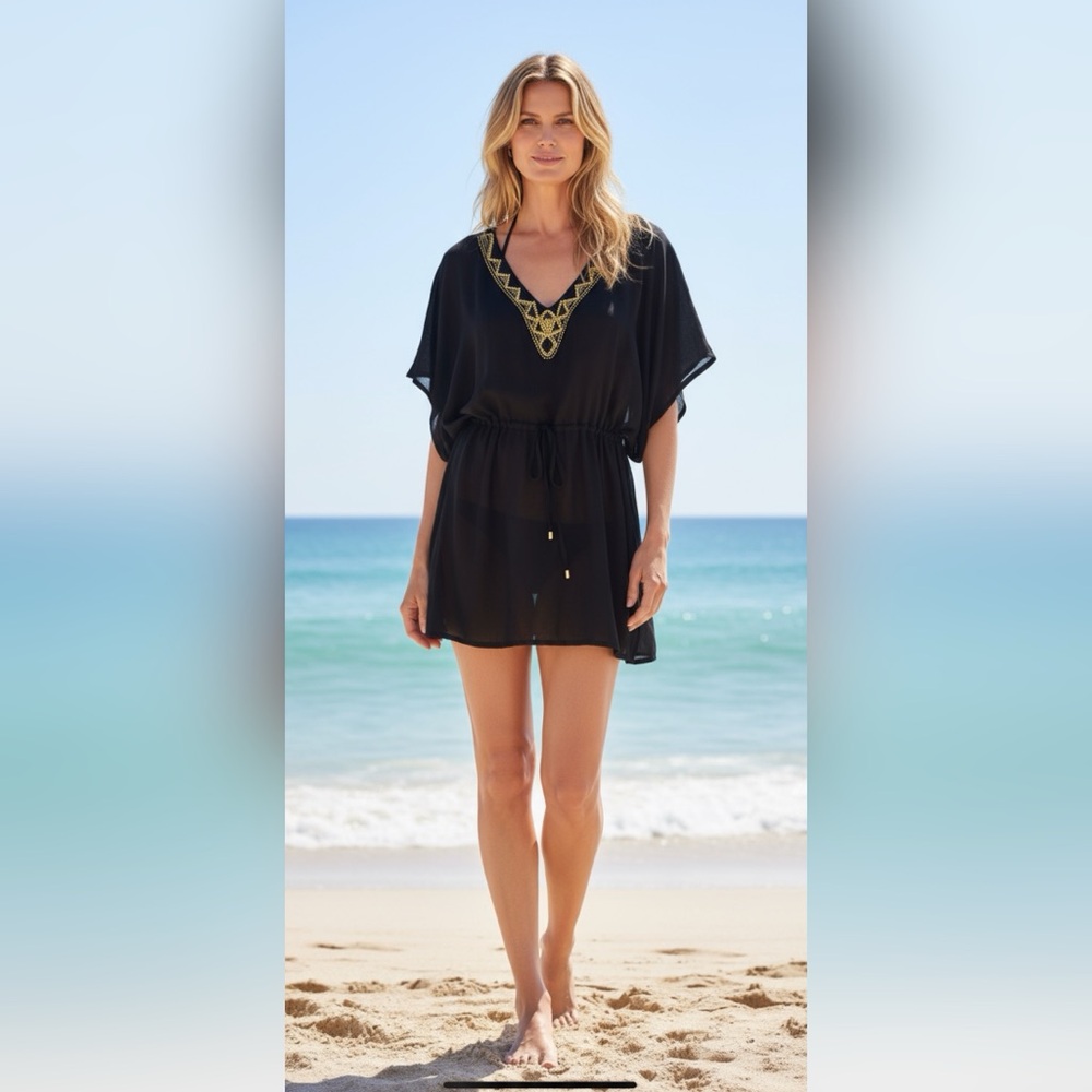 Loved by Heidi Klum Tunic Top /Maternity (?)/Swim Coverup Beaded Neckline Size L
